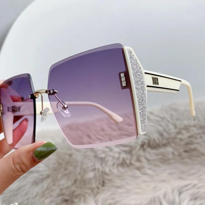 New Borderless Square Sunglasses Women Designer Fashion UV400 Sun Glasses Outdoor Driving Eyewear Oculos De Sol