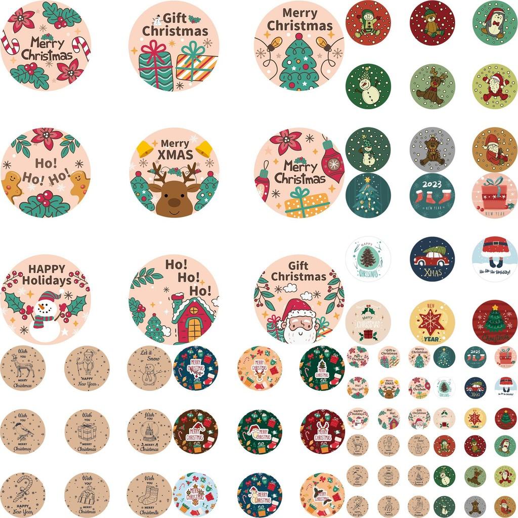 Adhesive Self Christmas Sticker With Santa And Reindeer For Gift Bag Decor Party