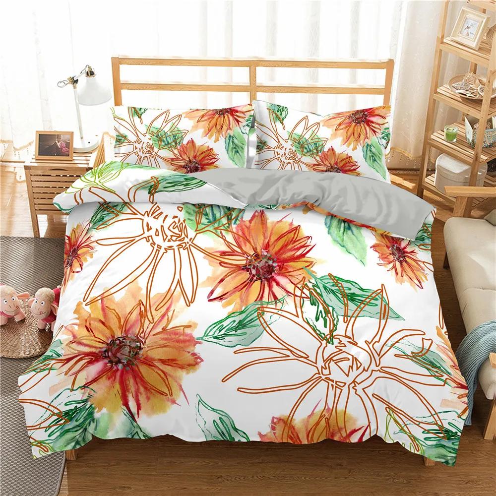 Sunflower Rainbow Duvet Cover Yellow Flowers for Children Girl Women Floral Colorful Polyester Quilt Cover Bedroom Decorations
