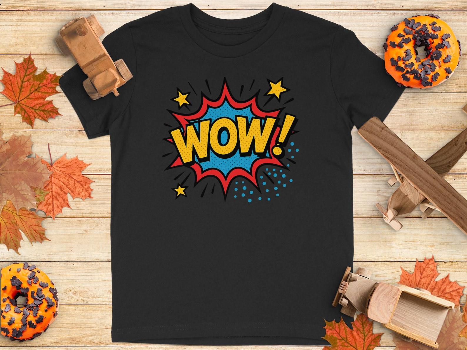 Comic Book Pop Art T-Shirt: Retro WOW Graphic Youth T-Shirt 140