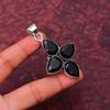Black Onyx Gemstone Cross Shape Pendant : 925 Sterling Silver Handmade Jewelry Pendant