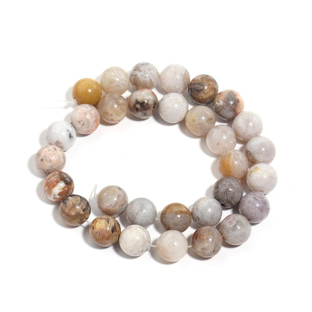 Natural Bamboo Leaf Agate Stone Beads 4 6 8 10 12mm Round Loose Gemstone Beads For Jewelry Making DIY Necklace Bracelet Supplies