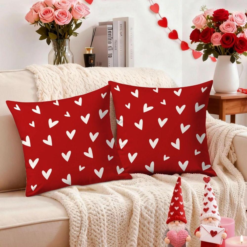 Fashion Red Heart Valentine's Day Pillowcase Soft Polyester Wedding Pillow Cover Simple Cushion Covers For Sofa Decoration