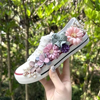 Fashion Spring Summer Canvas Shoes 2024 Spring Parent-child 3D Flower Girls Canvas Shoes Women Sneakers Lady Casual Shoes Single