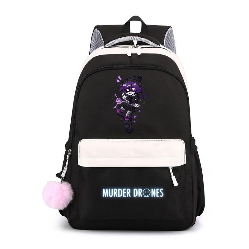 Murder Drones Backpack Teenager Daily Backpack Hot Anime High Capacity Rucksack Student Schoolbag Purple Bookbag Christmas Gift