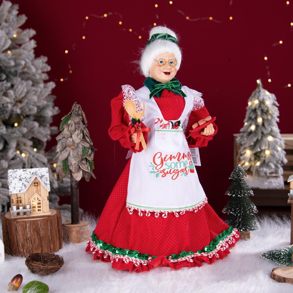 45cm stehende Frau Holle Figur mit Back-Outfit, Schürze Oma Weihnachts-Tischdekoration