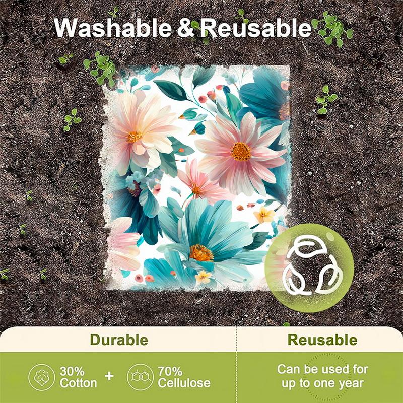 Cleaning Cloth Reusable Kitchen Dish Towels Eco-friendly Microfiber Retro Oil Painting Flowers Print Dishcloths Lint Free Washable Rags Tea Towels