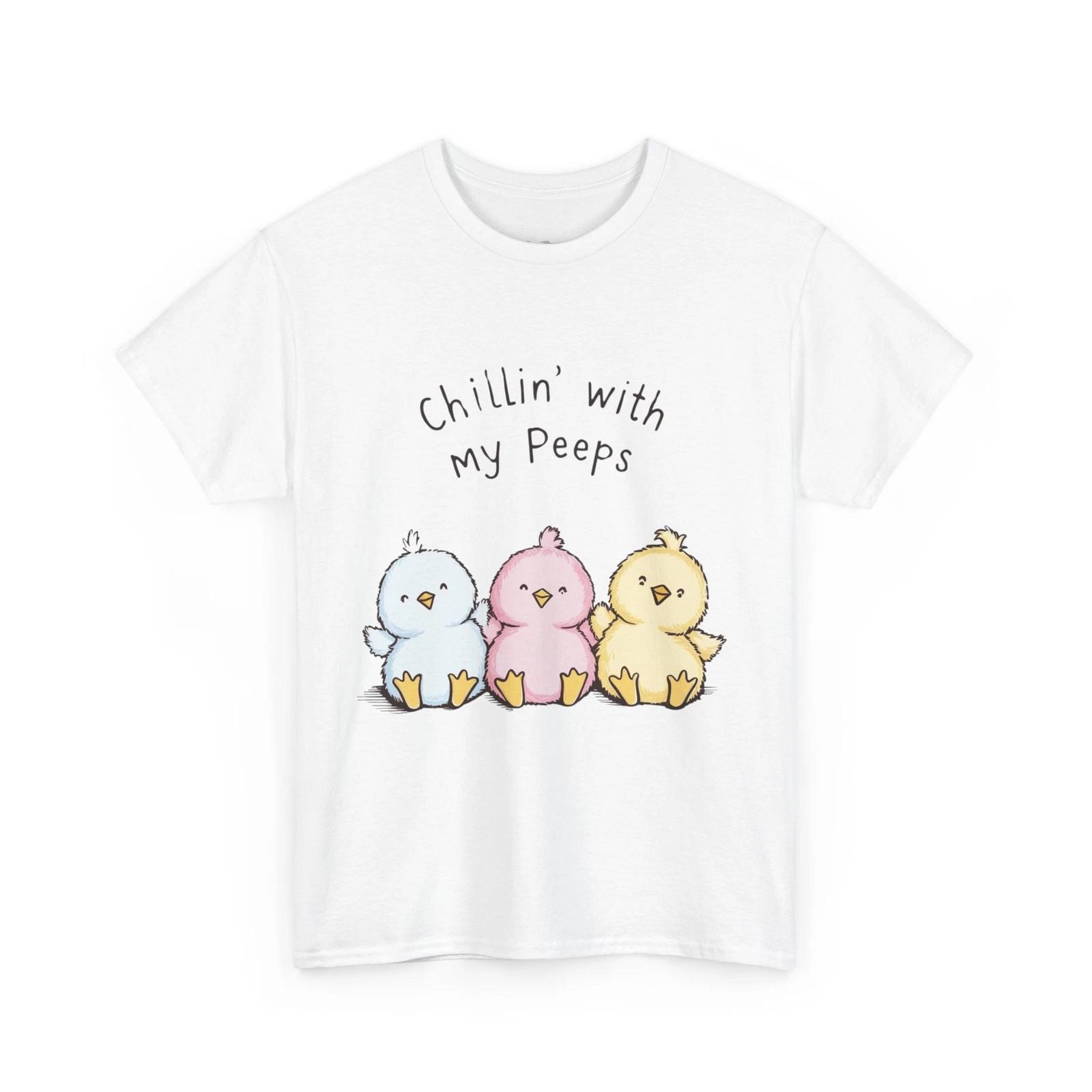 Chillin with My Peeps T-Shirt, Easter Tee, Marshmallow Chick Shirt, Pastel XL