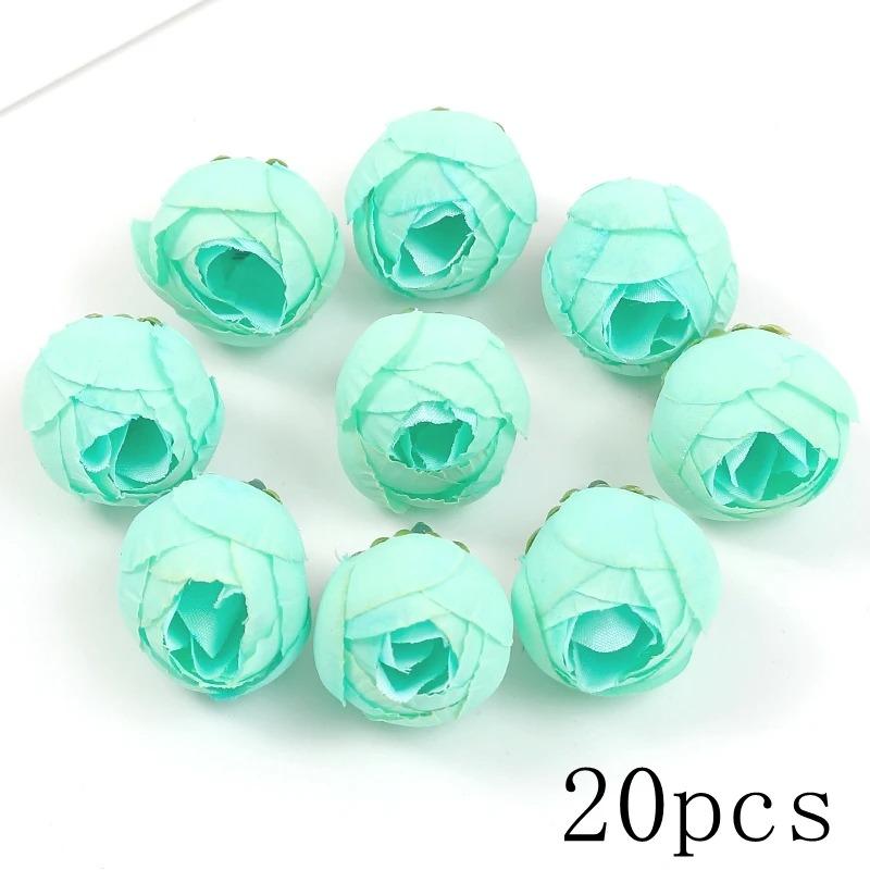 Green Rose Artificial Flowers Heads Silk Fake Flower for Home Room Decor Marriage Wedding Decora DIY Craft Wreath Gift Accessory