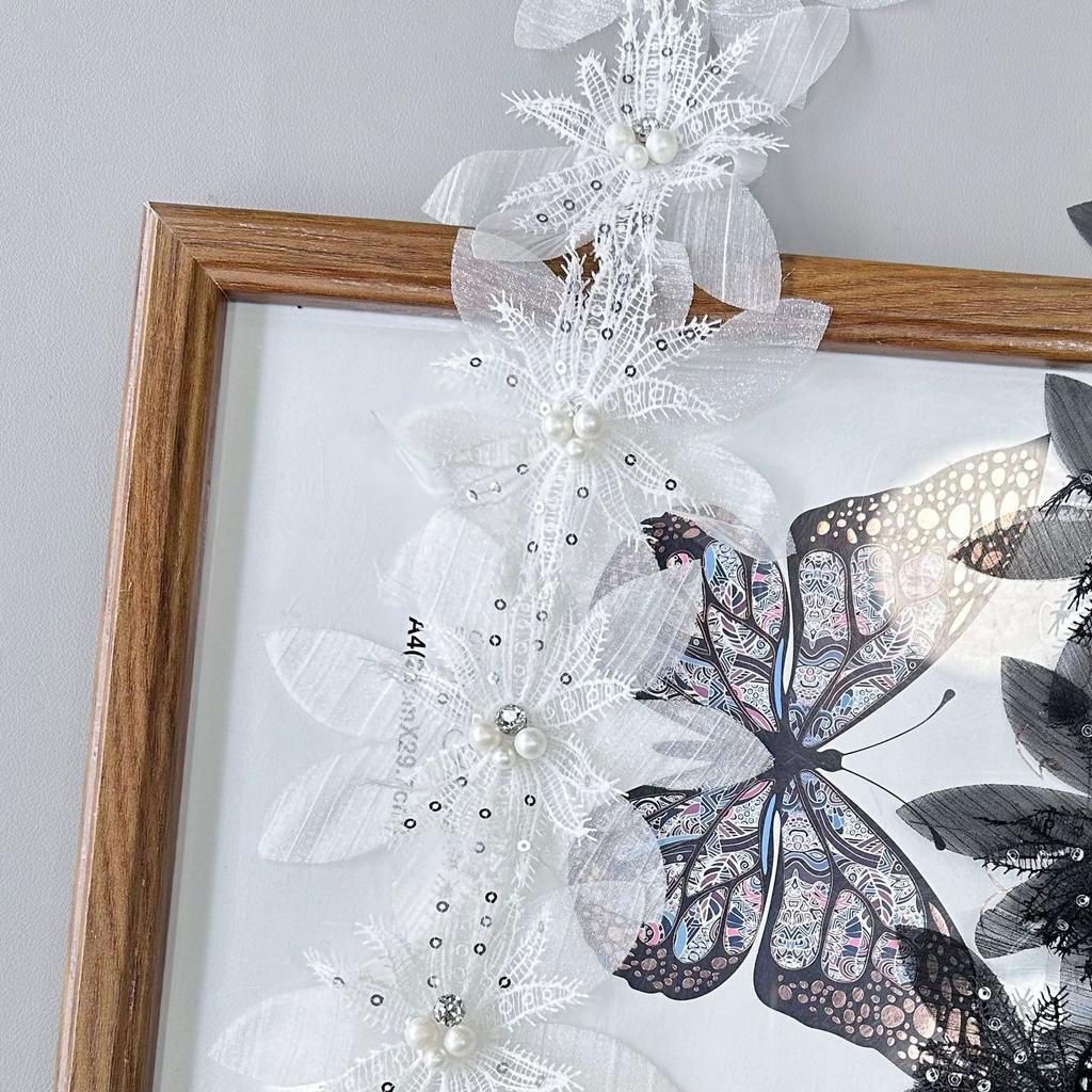 Black And White Organza Beaded Sequins Barcode Accessories Clothing Skirt Dress Children'S Clothing Decorative Lace Accessories