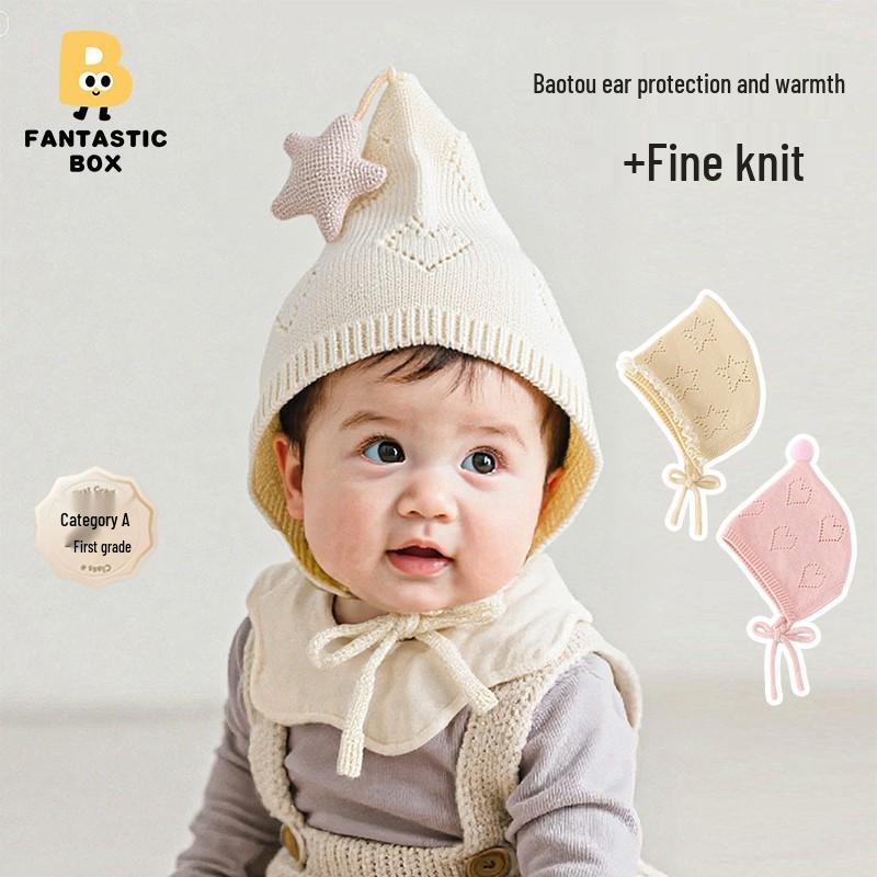 Ciepły i Uroczy Swetrowy Kapelusz dla Niemowląt z Ochroną Uszu - Jesień/Zima Modny Jednolity Kolor dla Chłopców i Dziewczynek