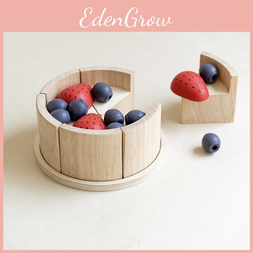 Wooden Blueberry Simulation Strawberry Cake Model Children Toy Set For Play Role