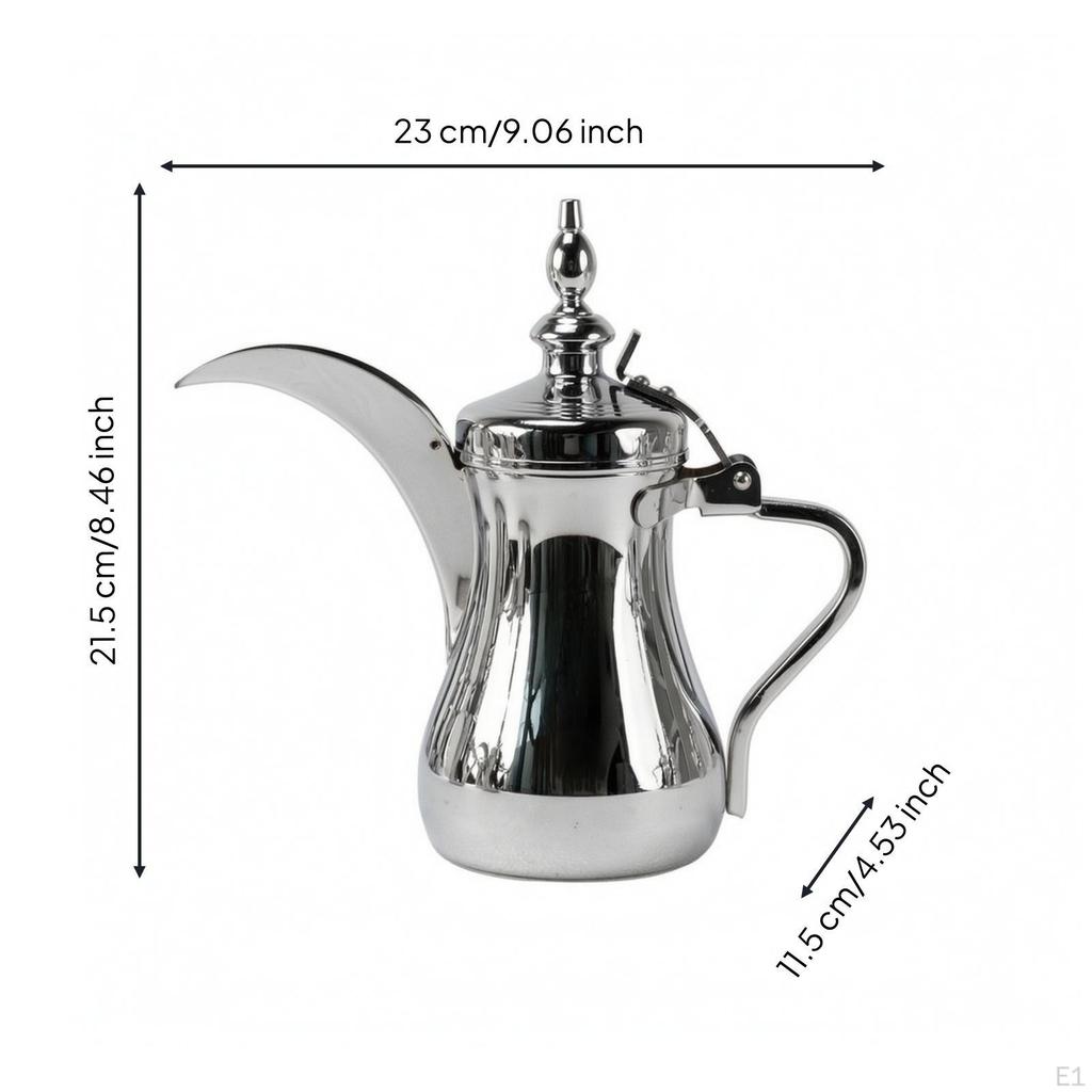 Traditional Arabic Coffee Pot | Stainless Steel Construction, Long Curved Pouring Spout, for Dinner