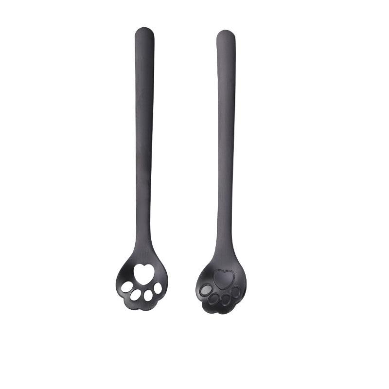 2Pcs Cat Paw Shaped Stainless Steel Spoons Coffee Stirring Teaspoons for Mixing Drinks Sugar Cake Dessert Ice Cream