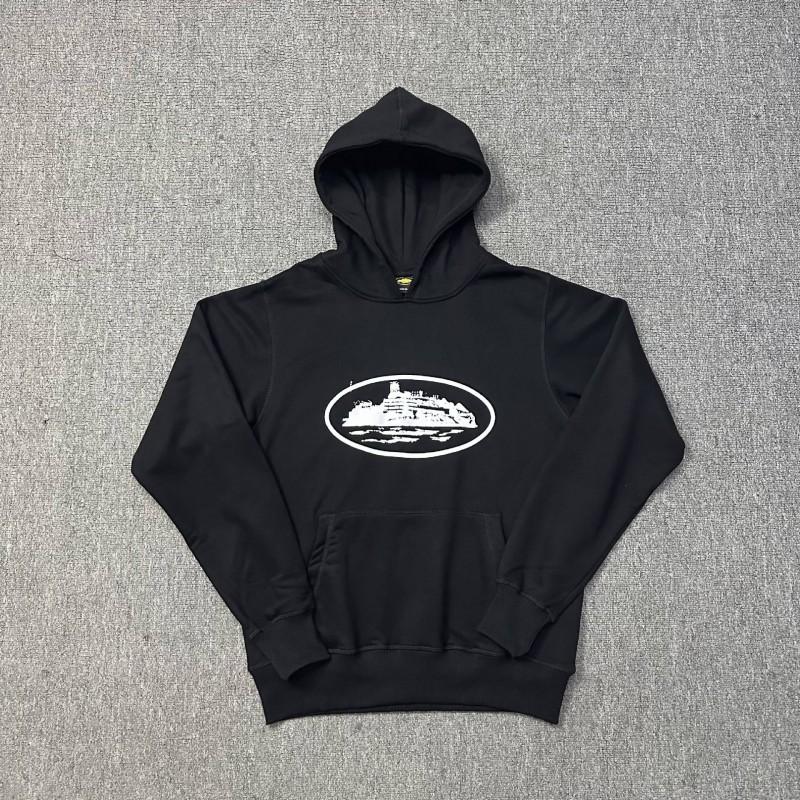 Corteiz Classic Ship Print Fleece Hoodie Casual Streetwear Men Women