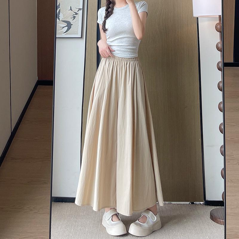Yamamoto Women's High Waist A-Line Midi Culottes - Summer 2025 Ice Silk Casual Wide Leg Pants