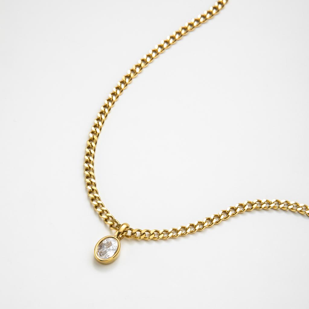 YF3635 Vintage 18k Gold Plated Jewelry Waterproof Tarnish Free Stainless Steel Star 5a Zircon Pendant Cuban Chain Necklace