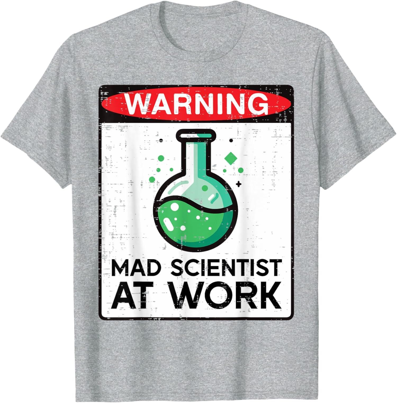 Halloween Mad Scientist au travail Costume de nerd T-shirt unisexe S разноцветный