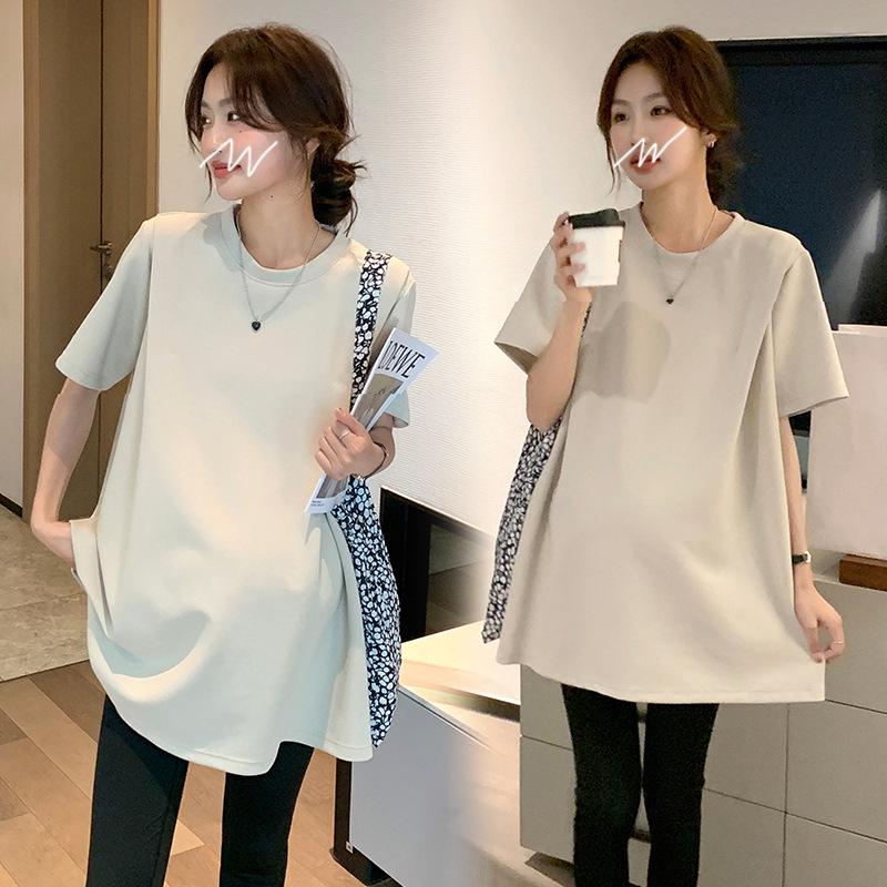 

2026 Trendy Maternity Summer Short Sleeve Dress - Stylish Belly Covering T-shirt L (110-130 kg)