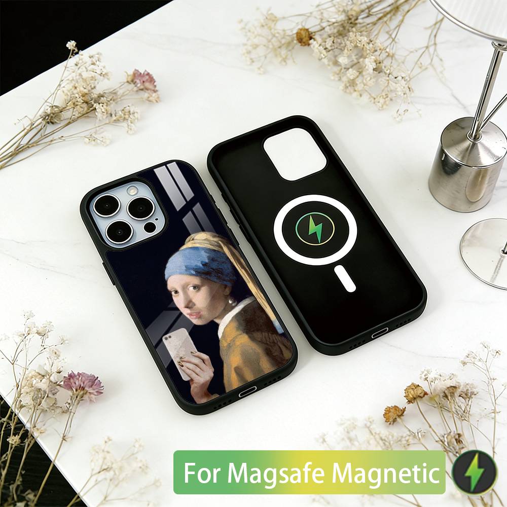 

Girl With A Pearl Earring Vermeer Phone Case For iPhone17,16,15,14,13,12,11 Plus,Pro Magnetic For Magsafe Wireless Charging iPhone17Pro