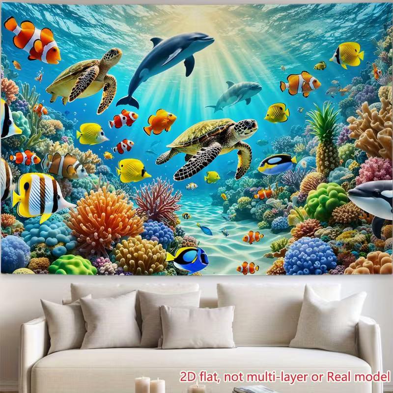 2D Ocean Animals Backdrop Underwater World Dolphin Turtle Fish Kids Birthday Party Banner