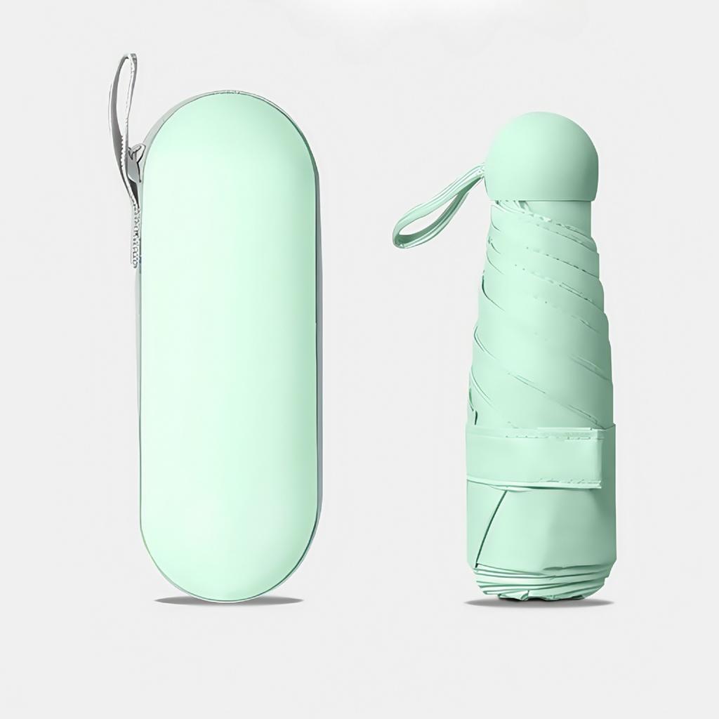 18CM 6 Ribs Lightweight Compact Pocket Umbrella with Storage Box Folding Travel Umbrella for Daily Life Sunny and Rainy Days