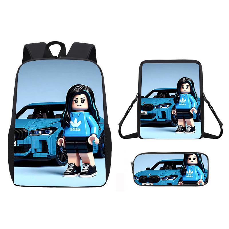 Pattern Roblox Cartoon Backpack Shoulder Bag Pencil Case Three Piece Set