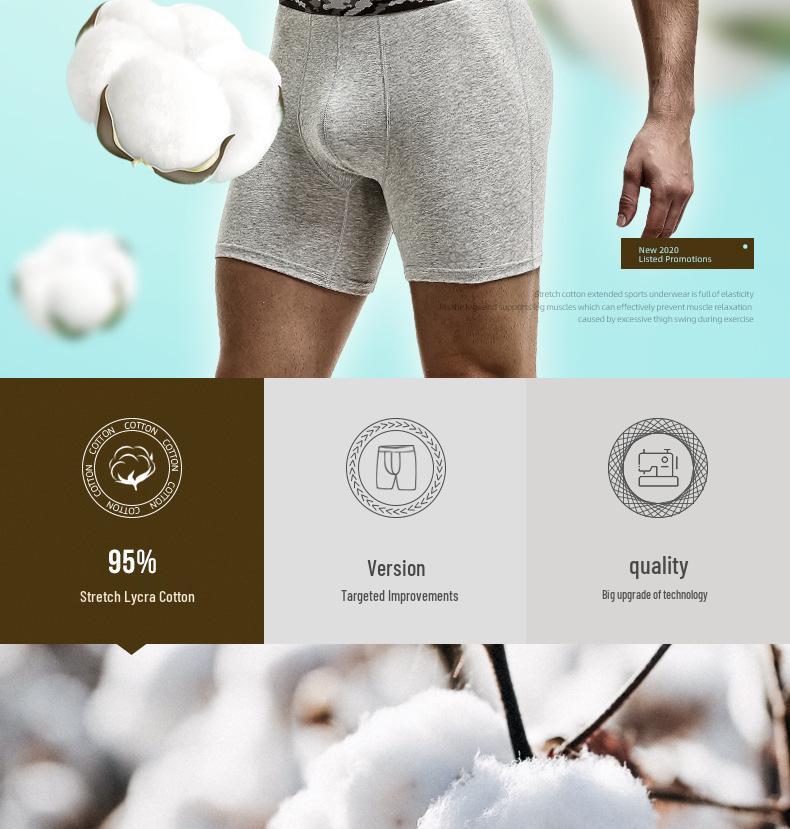 Men's Anti-Friction Cotton Boxer Briefs - Large Size, Breathable for Sports and Running