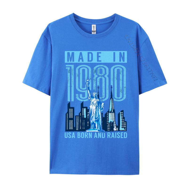 Made In 1980 Usa Born And Raised 39 Birthday Printed New Arrival Unisex Tshirt Crew Neck Cotton Tops Shirt