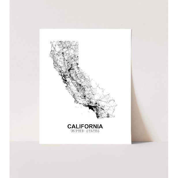 Eleville 8X10 Unframed California United States Country View Abstract Road Modern Map Art Print Poster Wall Office Home Decor Minimalist Line Art