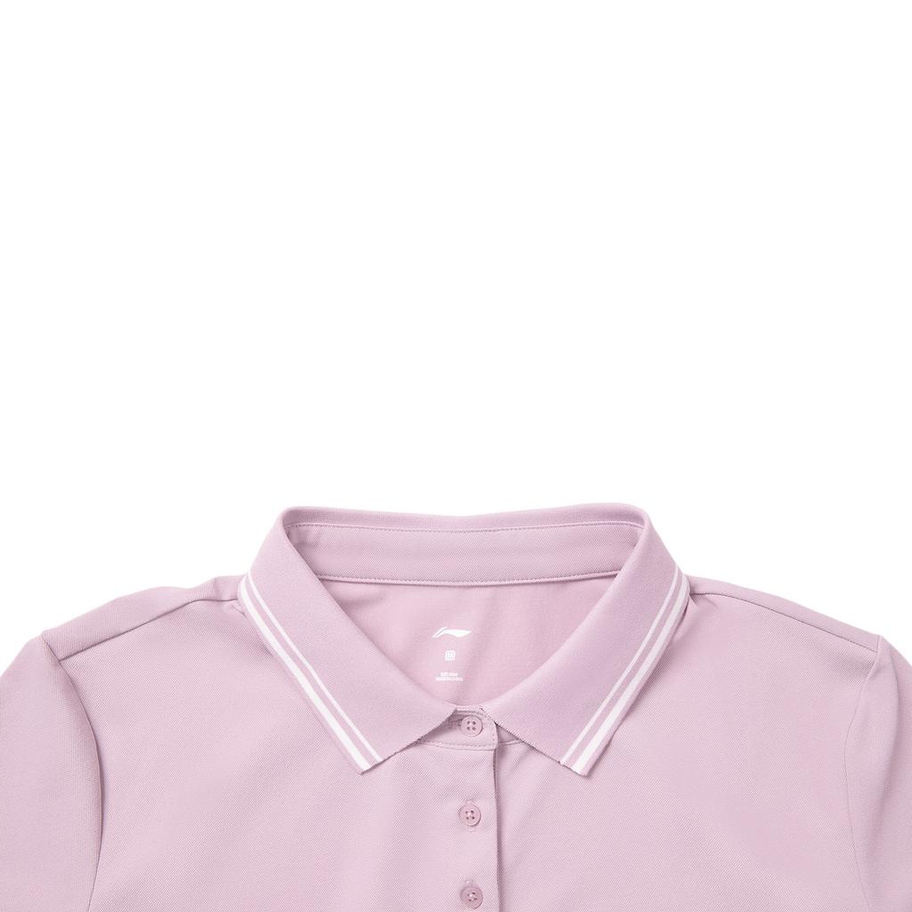 Li Ning Fitness Series Logo Letter Stitched Polo Shirt Women tops APLW470-2