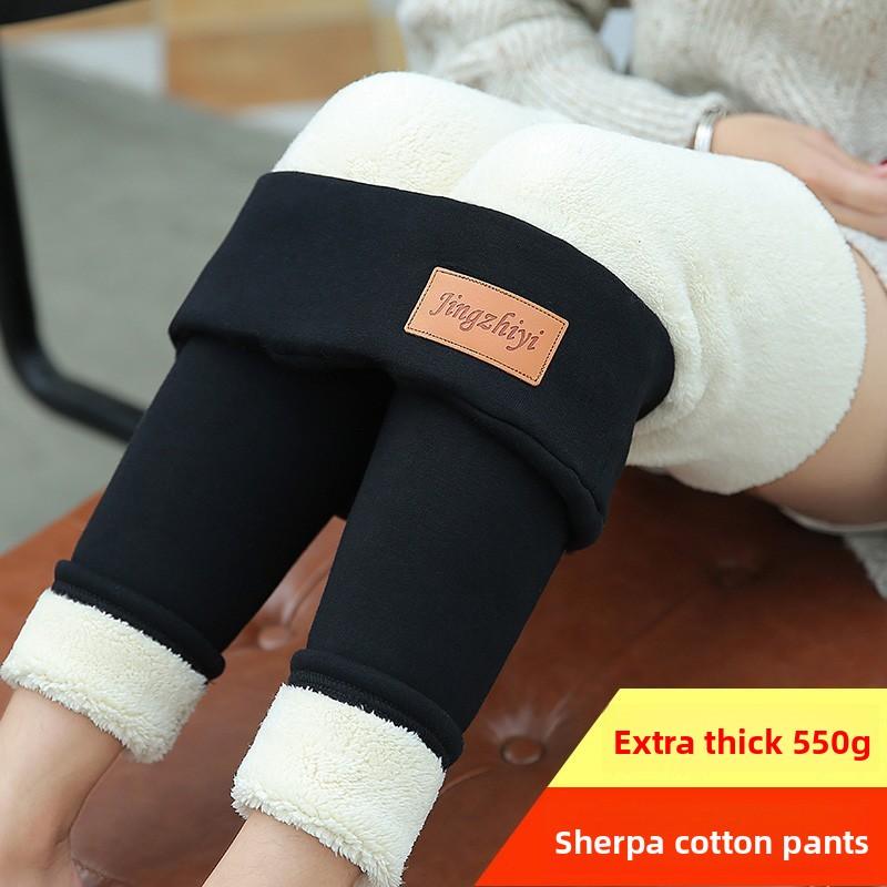 Plus Sizes 6XL Extra-thick Lamb Velvet Leggings Women's Autumn and Winter Plus Velvet Padded Outer Wear One Large Size High-waist Warm Cotton Trousers