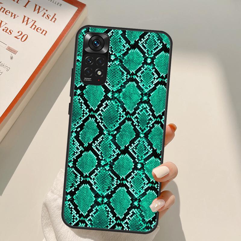 Python Snake Skin Case For Xiaomi Redmi Note 10 8 9 11 Pro 8T 9S 10S 11S Redmi 10C 9C 9A 9T K50 K40 Gaming