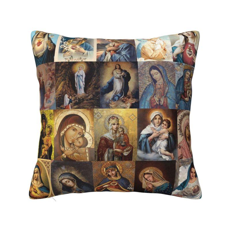Our Lady Of Fatima Pillow Decorative Portugal Rosary Catholic Virgin Mary Luxury Cushion Cover Velvet Pillowcase 30x30cm 12x12in