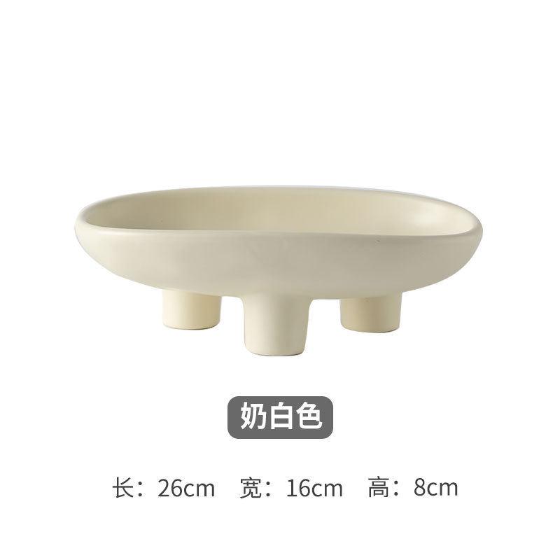 

Three Legged Fruit Plate Silver Plating Ceramic Dessert Plate High Footed Cake Tray Snack Bowl Dim Sum Dish Refreshments Tray білий