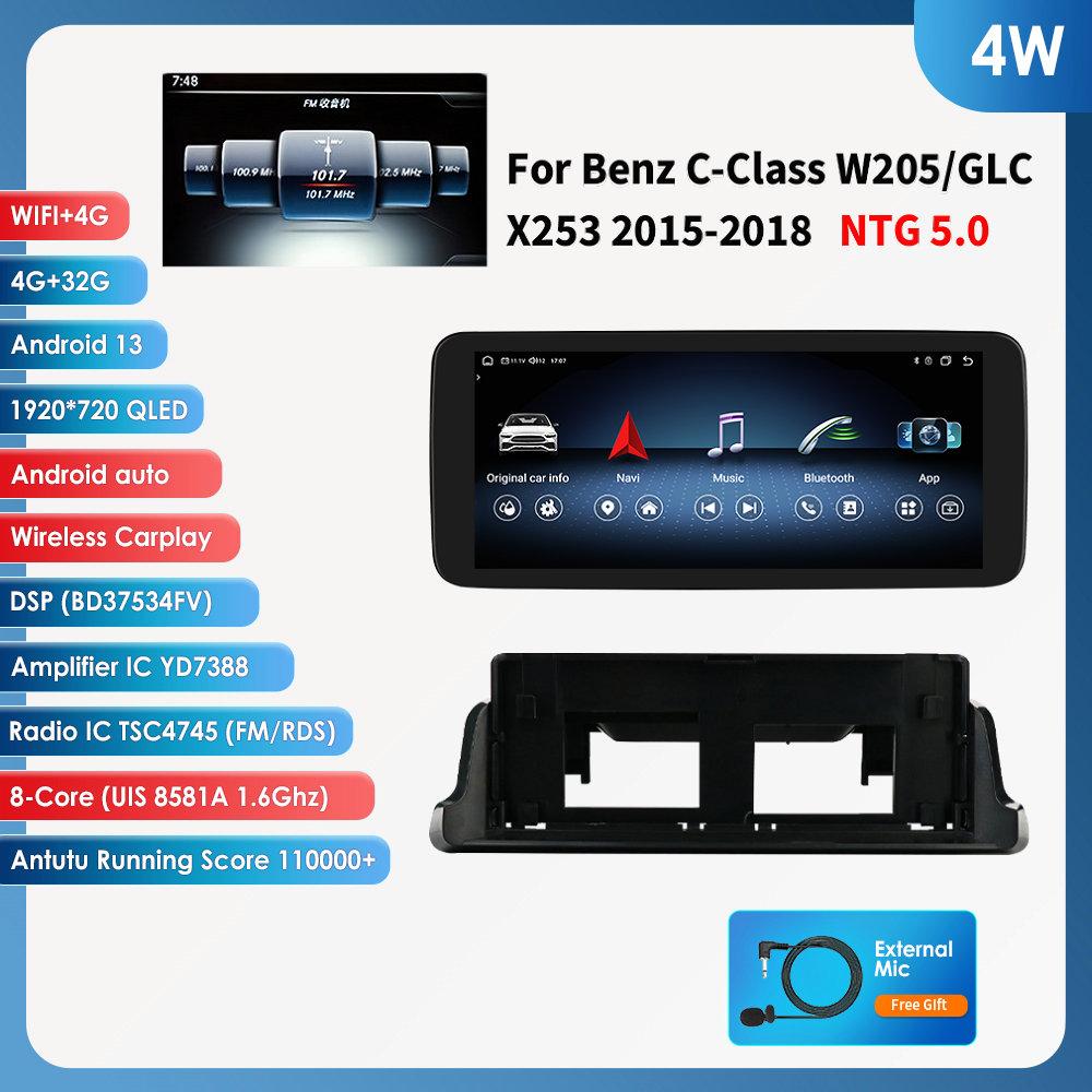 Hizpo Android 14 Octa Core Smart Car Systems Support Carplay Android Auto for Mercedes Benz C-Class W205/GLC X253 2015-2018 NTG 5.0 Intelligent Screen