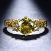 Simple Female Olive Green Crystal  Charm Gold Color Thin Wedding Rings For Women Cute Bride Round Zircon Engagement Ring