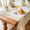 Rectangle Embroidered Tassel Tablecloth American Waterproof Floral Dining Table Cloth Home Decor Tea Table Dustproof Table Towel