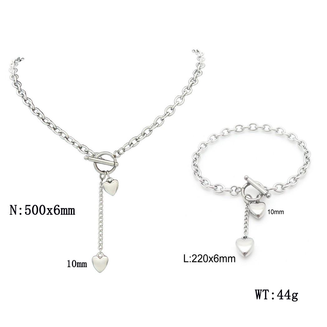 Chic Heart Tassel Stainless Steel Choker Set