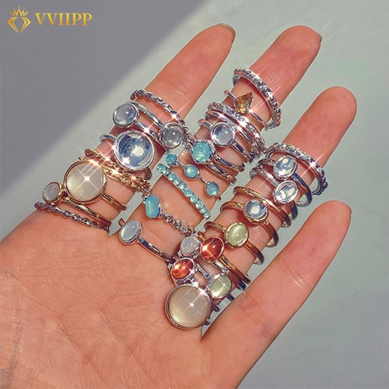 

7шт / комплект Мода Бриллиант Кристалл Кольцо Набор Простой Регулируемый Циркон Пальцы Кольца Женщины Ювелирные Аксессуары Подарок