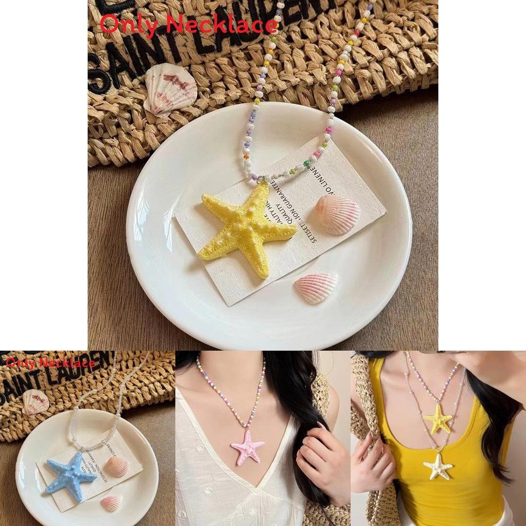 Dolphin Resin Starfish Necklace For Women Summer Beach Vacation Jewelry Accessory