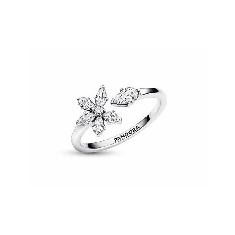 Pandora True Timeless Series Sparkling Snowflake Open 925 Silver Ring Women s 192611C01