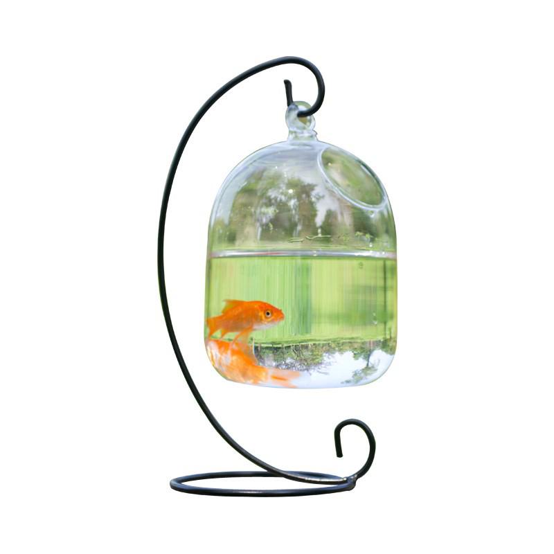 Handmade Transparent Glass Hanging Fish Vase Ornament