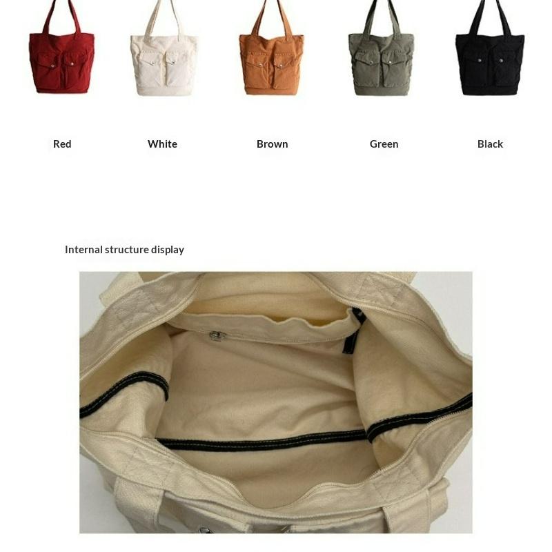 Large Capacity Multi Pocket Shoulder Bags Women Fashi Canvas Handle Bag Casual Comfortable and Versatile Texture Storage Bag
