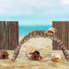 2PCS Reptile Hideout Hermit Crab Bendable Bridge, Wooden Hermit Crab Hideout Climbing Toys, Reptile Tank Habitat Decor Hiding Hut for Lizards, Mice,
