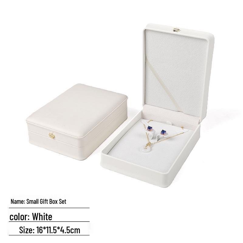 Elegant White Crown Buckle Jewelry Box for Exquisite Ornament Storage and Wedding Ring Display