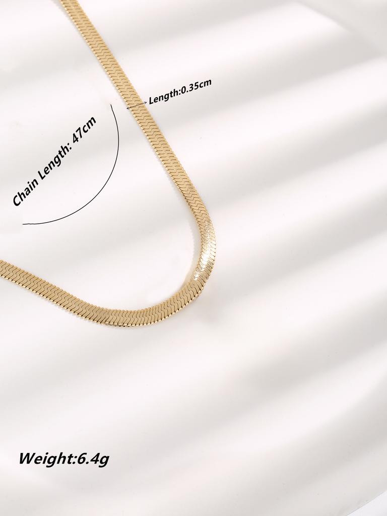 Schlangenkette Goldplattierter Edelstahl Flaches Halskette 3mm Mode Choker Hip Hop Fischgrät Für Männer Frauen Geschenk Schmuck