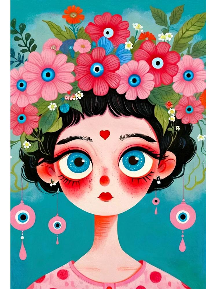 Anime 5D Diamond Painting Kit Full Round/Square Diamond Mosaic Cartoon Girl Eyes Rhinestone Embroidery DIY Home Decor Gift