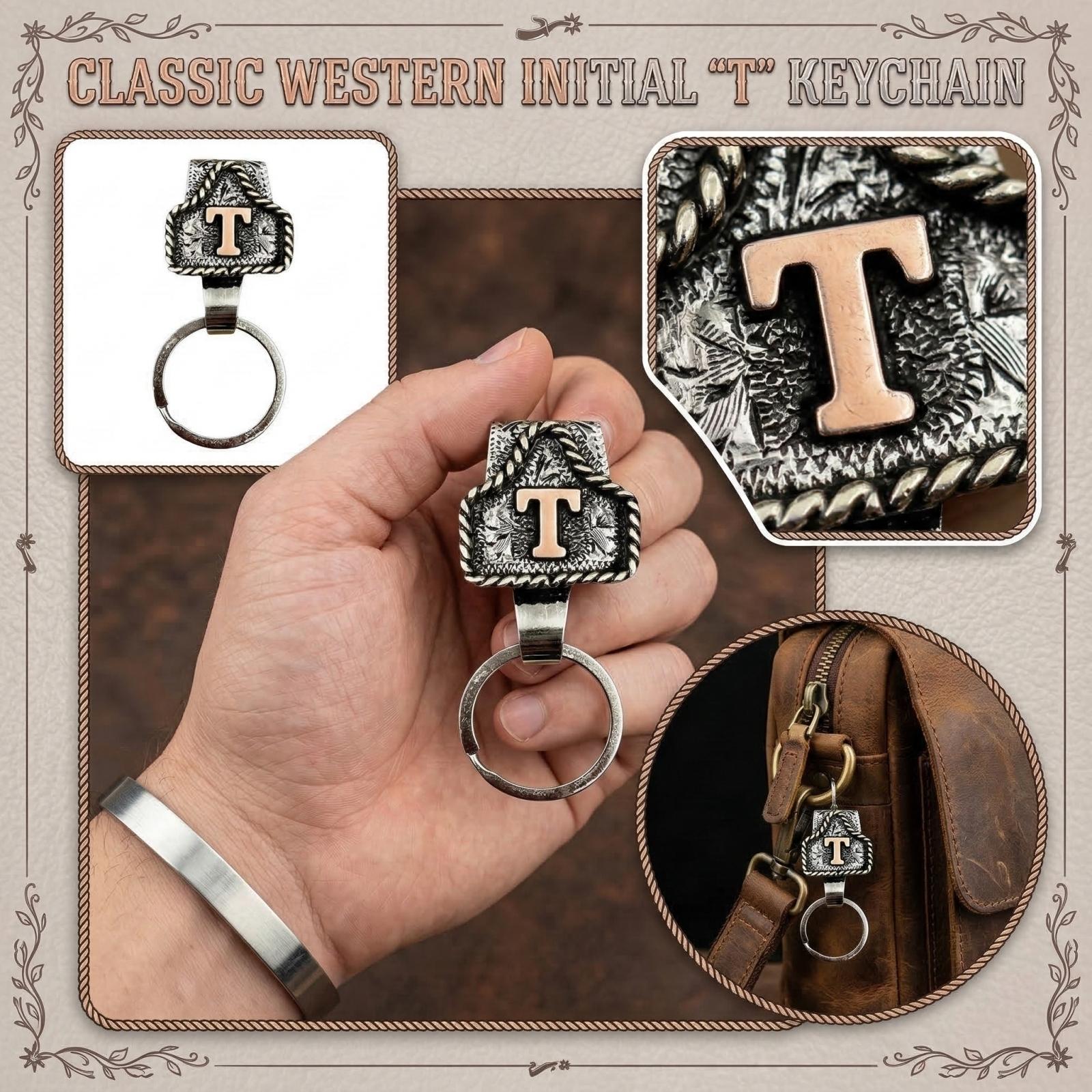

Western Cowboy Letter Keychain, Vintage Handmade Letter Initial Keychain Clip, Personality Metal Key Chain For Belt One Size