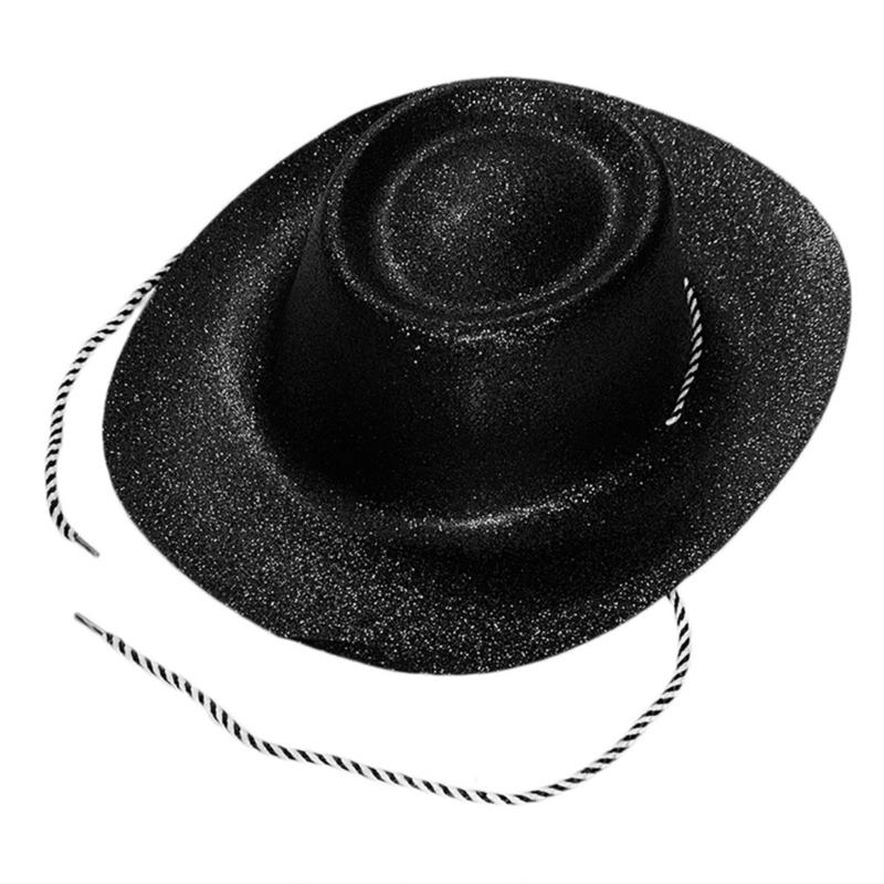 

Unisex Shimmering Cowgirl Hat Carnivals Party JazzCap Headdress Stage Props Hat 1 чорний